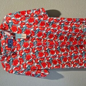 (New) Bermuda Sands Womens Red and Green Floral Casual Shirt Size XL